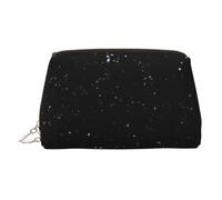 BBEXJIGY Black Glitter Print Leather Travel Toiletry Bag for Women Toiletries Cosmetic Bag Makeup Bag
