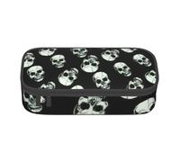BBEXJIGY Black Skull Print Large - Capacity Cosmetic Makeup Organizer Bag: Designed for Eyebrow Pencils, Black, One Size