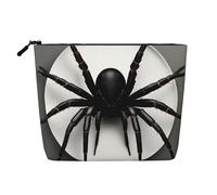 BBEXJIGY Black Spider Print Single Layer Fake Linen Like Makeup Bag Stylish Practical Organizer for Cosmetics, Black, One Size