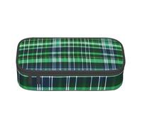 BBEXJIGY Blue and Green Scottish Tartan Print Large - Capacity Cosmetic Makeup Organizer Bag: Designed for Eyebrow Pencils, Black, One Size