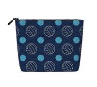 BBEXJIGY Blue Volleyball Print Single Layer Fake Linen Like Makeup Bag Stylish Practical Organizer for Cosmetics, Black, One Size