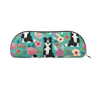 BBEXJIGY Border Collie Florals Print Stylish Mini Storage Bag for Eyebrow Pencils and Tiny Essentials, Silver, One Size