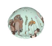 BBEXJIGY Cartoon Cute Otter Print Double Layer Shower Cap Reusable Shower Caps for Women Men