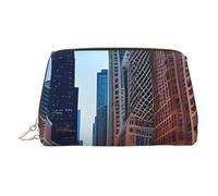 BBEXJIGY Chicago Illinois Usa Print Leather Travel Toiletry Bag for Women Toiletries Cosmetic Bag Makeup Bag