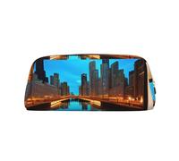 BBEXJIGY Chicago Multi-Function Cosmetic Bag with Reflective Printing for Makeup, Office, Small Items, gold, One Size
