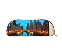 BBEXJIGY Chicago Reflected Print Stylish Mini Storage Bag for Eyebrow Pencils and Tiny Essentials, Gold, One Size