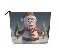 BBEXJIGY Christmas Santa Snowman and tree Print Single Layer Fake Linen Like Makeup Bag Stylish Practical Organizer for Cosmetics, Black, One Size