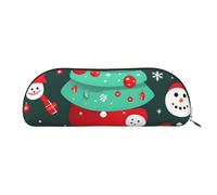 BBEXJIGY Christmas Tree and Snowman Print Stylish Mini Storage Bag for Eyebrow Pencils and Tiny Essentials, Gold, One Size