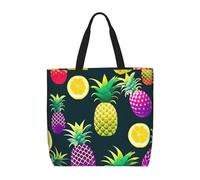 BBEXJIGY Colorful Fruit Pineapple Print Women's Portable Tote Bag - Large Shopper for Beach,Travel,Gym | Summer Handbag
