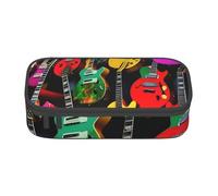 BBEXJIGY Colorful Guitar Print Large - Capacity Cosmetic Makeup Organizer Bag: Designed for Eyebrow Pencils, Black, One Size