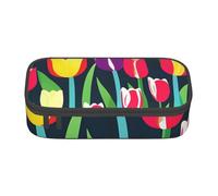 BBEXJIGY Colorful Tulips Print Large - Capacity Cosmetic Makeup Organizer Bag: Designed for Eyebrow Pencils, Black, One Size