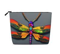 BBEXJIGY Cute Dragonfly Print Single Layer Fake Linen Like Makeup Bag Stylish Practical Organizer for Cosmetics, Black, One Size