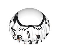 BBEXJIGY Cute Penguin Print Double Layer Shower Cap Reusable Shower Caps for Women Men