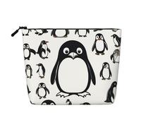 BBEXJIGY Cute Penguin Print Single Layer Fake Linen Like Makeup Bag Stylish Practical Organizer for Cosmetics, Black, One Size