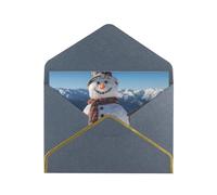BBEXJIGY Cute Snowboard Snowman Print Horizontal Gold-Edged Pearl Greeting Card w/Envelope-Holiday,Birthday,Anniversary,Party
