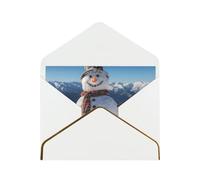 BBEXJIGY Cute Snowboard Snowman Print Horizontal Gold-Edged Pearl Greeting Card w/Envelope-Holiday,Birthday,Anniversary,Party