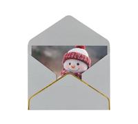 BBEXJIGY Cute Snowboard Snowman Print Horizontal Gold-Edged Pearl Greeting Card w/Envelope-Holiday,Birthday,Anniversary,Party