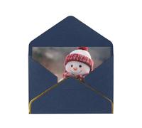 BBEXJIGY Cute Snowboard Snowman Print Horizontal Gold-Edged Pearl Greeting Card w/Envelope-Holiday,Birthday,Anniversary,Party