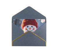 BBEXJIGY Cute Snowboard Snowman Print Horizontal Gold-Edged Pearl Greeting Card w/Envelope-Holiday,Birthday,Anniversary,Party
