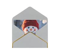 BBEXJIGY Cute Snowboard Snowman Print Horizontal Gold-Edged Pearl Greeting Card w/Envelope-Holiday,Birthday,Anniversary,Party