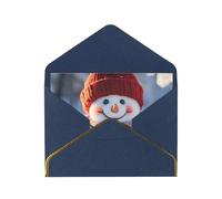 BBEXJIGY Cute Snowboard Snowman Print Horizontal Gold-Edged Pearl Greeting Card w/Envelope-Holiday,Birthday,Anniversary,Party