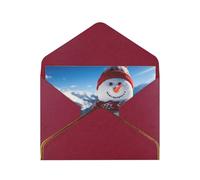 BBEXJIGY Cute Snowboard Snowman Print Horizontal Gold-Edged Pearl Greeting Card w/Envelope-Holiday,Birthday,Anniversary,Party