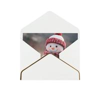 BBEXJIGY Cute Snowboard Snowman Print Horizontal Gold-Edged Pearl Greeting Card w/Envelope-Holiday,Birthday,Anniversary,Party