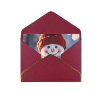 BBEXJIGY Cute Snowboard Snowman Print Horizontal Gold-Edged Pearl Greeting Card w/Envelope-Holiday,Birthday,Anniversary,Party