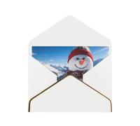 BBEXJIGY Cute Snowboard Snowman Print Horizontal Gold-Edged Pearl Greeting Card w/Envelope-Holiday,Birthday,Anniversary,Party