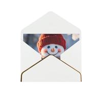 BBEXJIGY Cute Snowboard Snowman Print Horizontal Gold-Edged Pearl Greeting Card w/Envelope-Holiday,Birthday,Anniversary,Party