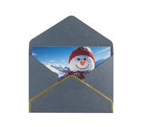 BBEXJIGY Cute Snowboard Snowman Print Horizontal Gold-Edged Pearl Greeting Card w/Envelope-Holiday,Birthday,Anniversary,Party
