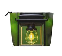BBEXJIGY Firefly and Lantern Print Single Layer Fake Linen Like Makeup Bag Stylish Practical Organizer for Cosmetics, Black, One Size