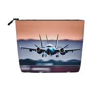BBEXJIGY Fly Airplane Print Single Layer Fake Linen Like Makeup Bag Stylish Practical Organizer for Cosmetics, Black, One Size