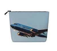 BBEXJIGY Flying Airplane Print Single Layer Fake Linen Like Makeup Bag Stylish Practical Organizer for Cosmetics, Black, One Size