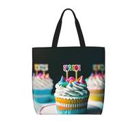 BBEXJIGY Happy Birthday Cakes Print Women's Portable Tote Bag - Large Shopper for Beach,Travel,Gym | Summer Handbag