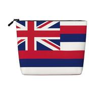 BBEXJIGY Hawaii Flag Print Single Layer Fake Linen Like Makeup Bag Stylish Practical Organizer for Cosmetics, Black, One Size