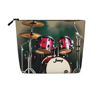 BBEXJIGY Jazz drum Print Single Layer Fake Linen Like Makeup Bag Stylish Practical Organizer for Cosmetics, Black, One Size