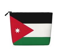 BBEXJIGY Jordanian flag Print Single Layer Fake Linen Like Makeup Bag Stylish Practical Organizer for Cosmetics, Black, One Size