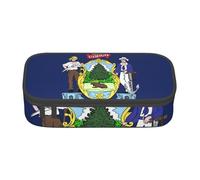 BBEXJIGY Maine State Flag Print Large - Capacity Cosmetic Makeup Organizer Bag: Designed for Eyebrow Pencils, Black, One Size