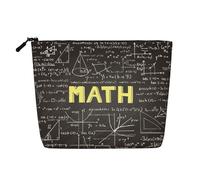 BBEXJIGY Math Print Single Layer Fake Linen Like Makeup Bag Stylish Practical Organizer for Cosmetics, Black, One Size