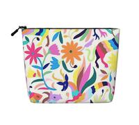 BBEXJIGY Mexican Otomi Animals Print Single Layer Fake Linen Like Makeup Bag Stylish Practical Organizer for Cosmetics, Black, One Size