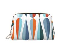 BBEXJIGY Mid Century Modern Retro with Drop Shapes Print Leather Travel Toiletry Bag for Women Toiletries Cosmetic Bag Makeup Bag