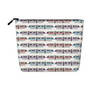 BBEXJIGY Monorail Train Print Single Layer Fake Linen Like Makeup Bag Stylish Practical Organizer for Cosmetics, Black, One Size