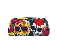 BBEXJIGY Multi-purpose Sugar Skull Flower Print Makeup Bag Travel Bag Office Small Items, gold, One Size