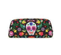 BBEXJIGY Multi-purpose Sugar Skull Flower Print Makeup Bag Travel Bag Office Small Items, gold, One Size