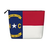 BBEXJIGY North Carolina state flag Print Single Layer Fake Linen Like Makeup Bag Stylish Practical Organizer for Cosmetics, Black, One Size