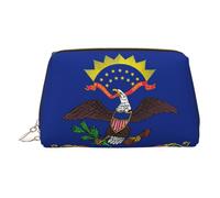 BBEXJIGY North Dakota State Flag Print Leather Travel Toiletry Bag for Women Toiletries Cosmetic Bag Makeup Bag
