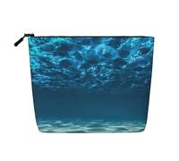 BBEXJIGY Ocean. Print Single Layer Fake Linen Like Makeup Bag Stylish Practical Organizer for Cosmetics, Black, One Size