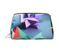 BBEXJIGY Origami Multicolor Papercraft Cranes Print Leather Travel Toiletry Bag for Women Toiletries Cosmetic Bag Makeup Bag