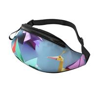 BBEXJIGY Origami Multicolor Papercraft Cranes Print Multifunctional Waist Pack -Your Good Companion for Hiking, Traveling Running, Black, One Size